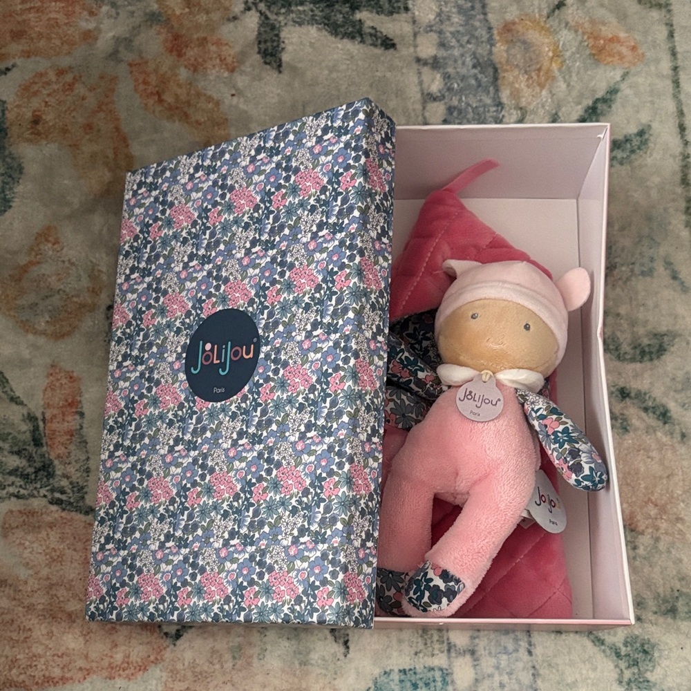 JoliJou Pink Floral Baby Doll Gift Set